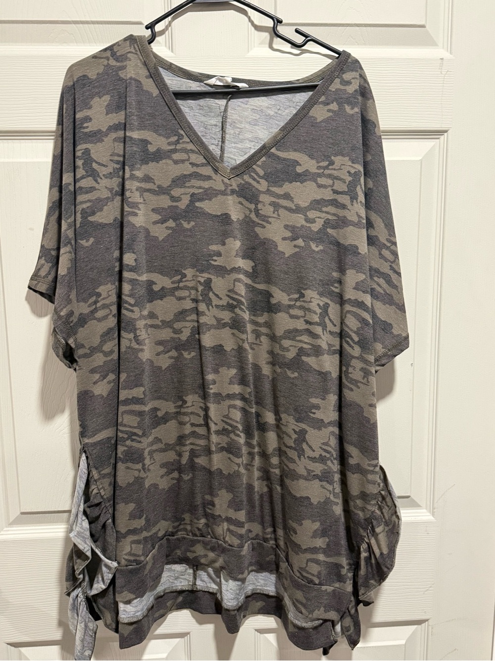 Amaryllis Olive & Charcoal Camo V-Neck Tunic